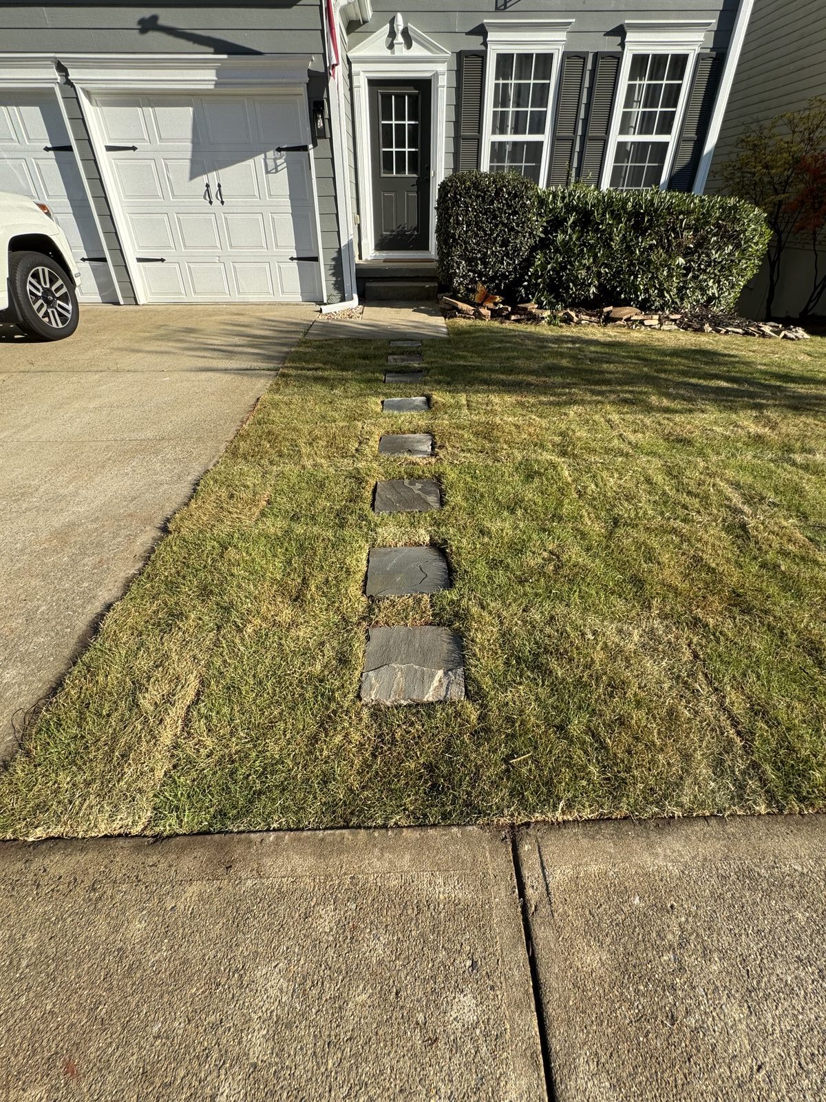 Sod install with stone steppers, residential Georgia