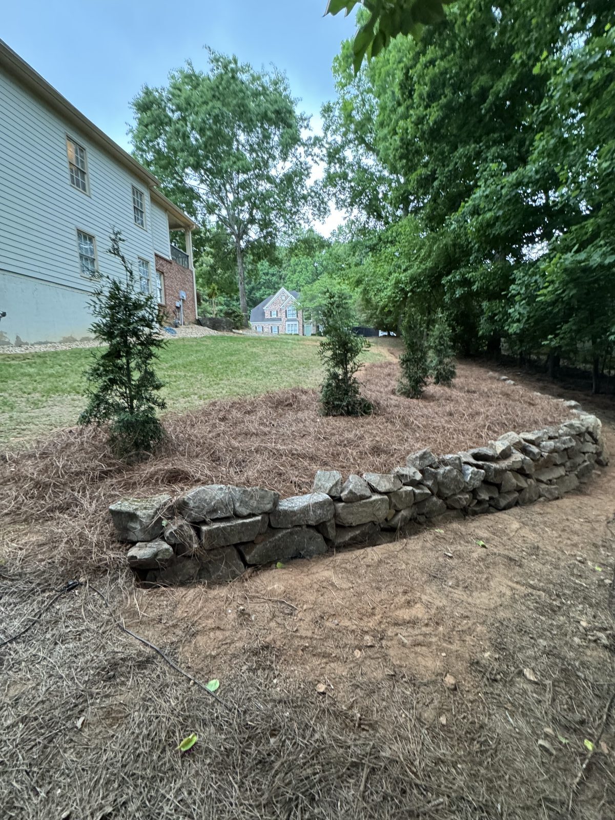 Stacked stone retaining wall in Canton, GA